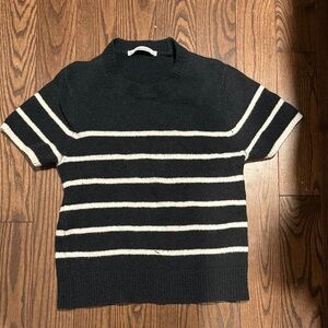 Abercrombie & Fitch Black and White Striped Turtleneck Sweater